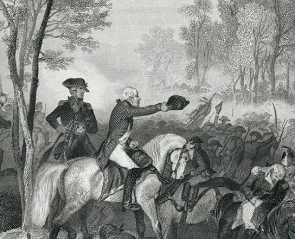 Troops charging at Eutaw Springs